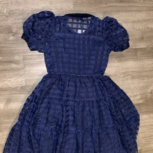 English factory Organza short sleeve button front midi dress - Picture 9 of 10